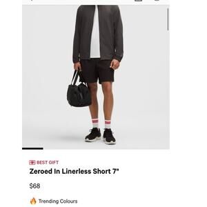 NWT Lululemon Zeroed in Short 7” Black Size XL